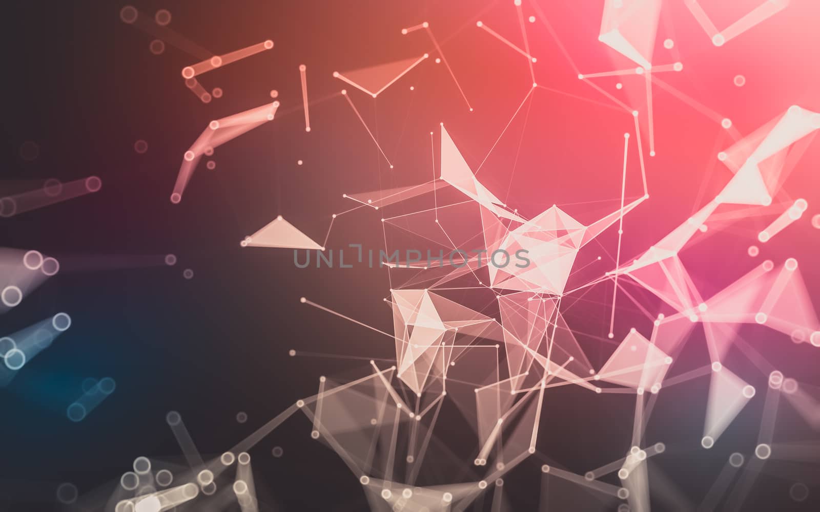 Abstract polygonal space low poly dark background, 3d rendering by teerawit