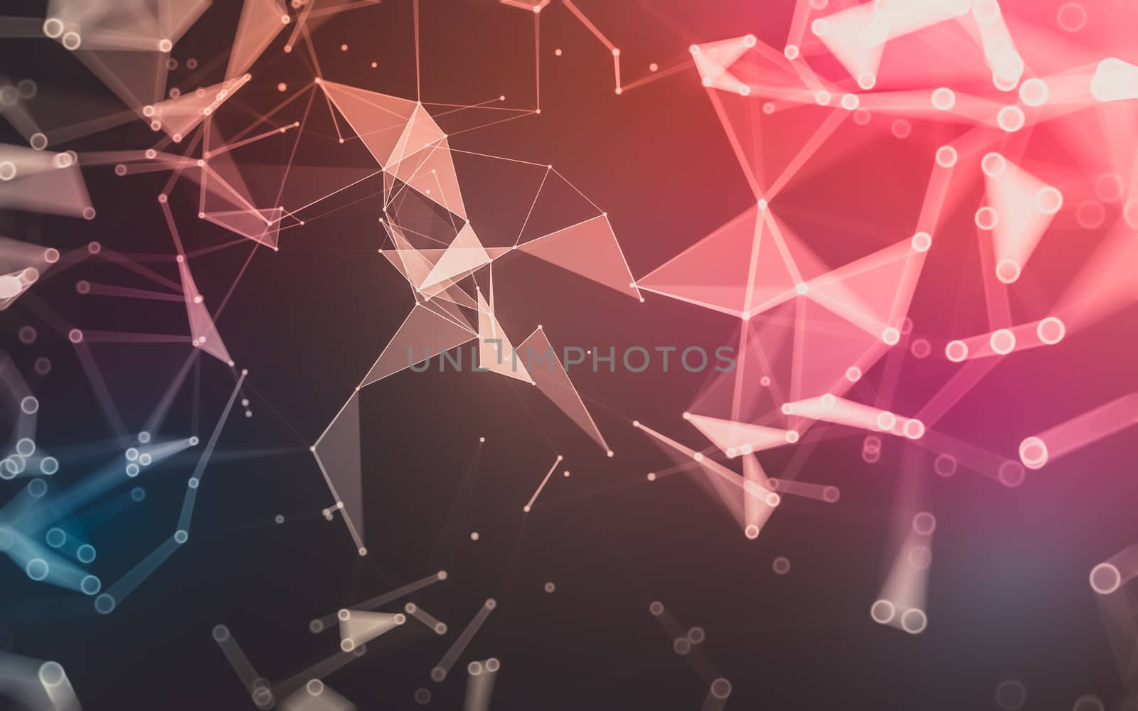 Abstract polygonal space low poly dark background, 3d rendering by teerawit