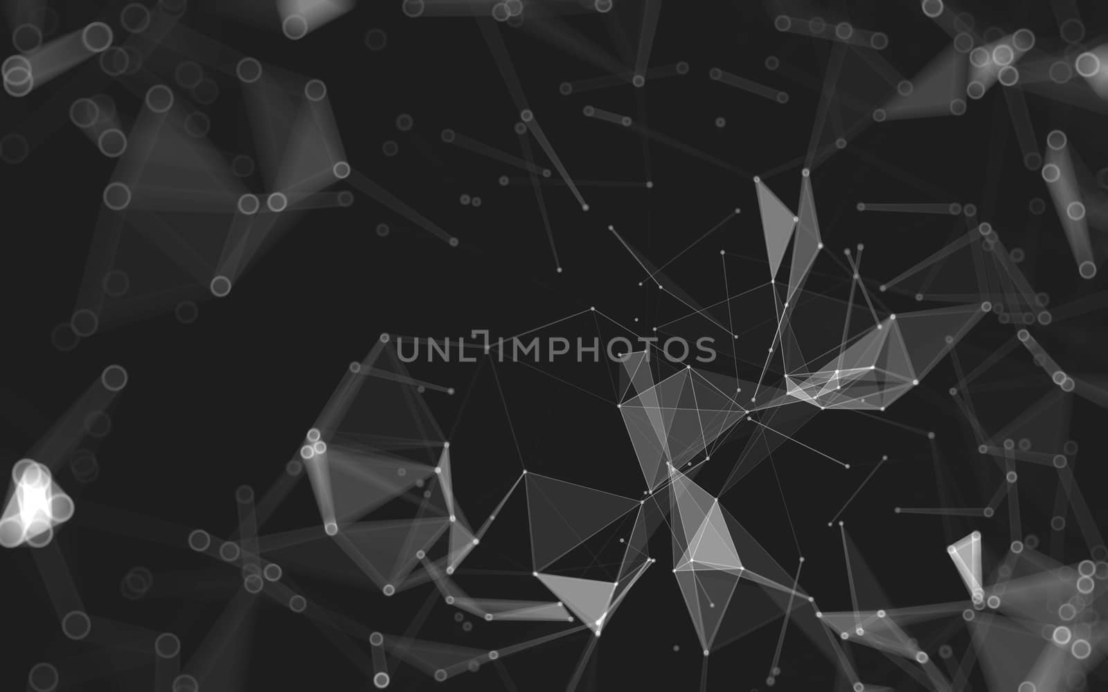 Abstract polygonal space low poly dark background with connecting dots and lines. Connection structure. 3d rendering