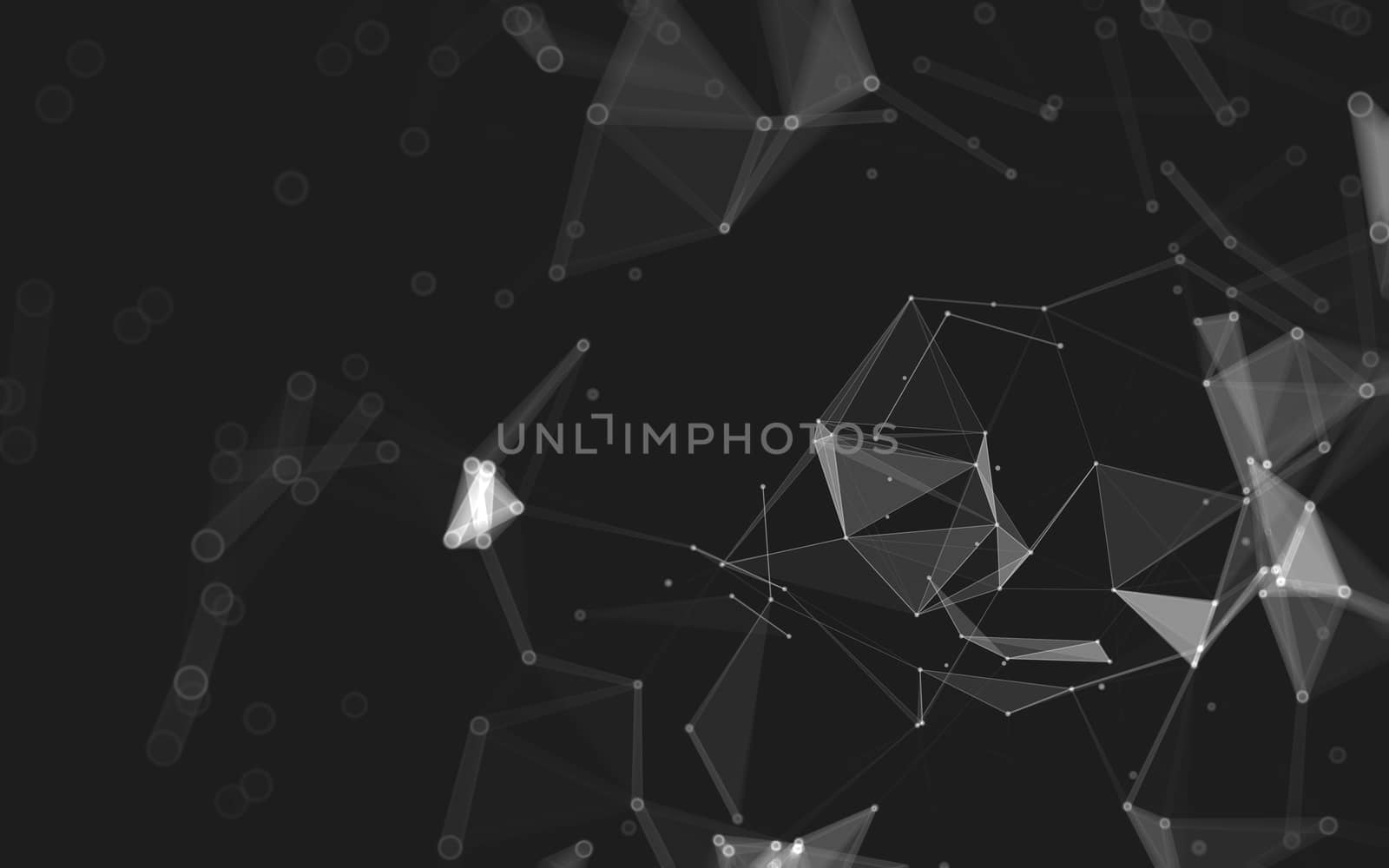 Abstract polygonal space low poly dark background with connecting dots and lines. Connection structure. 3d rendering