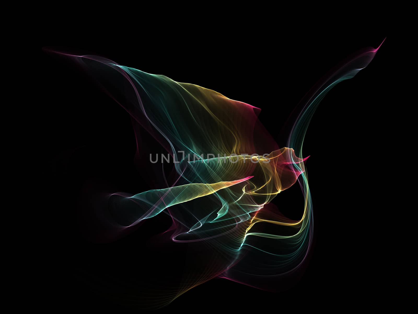 Dark abstract background with a glowing abstract waves by teerawit