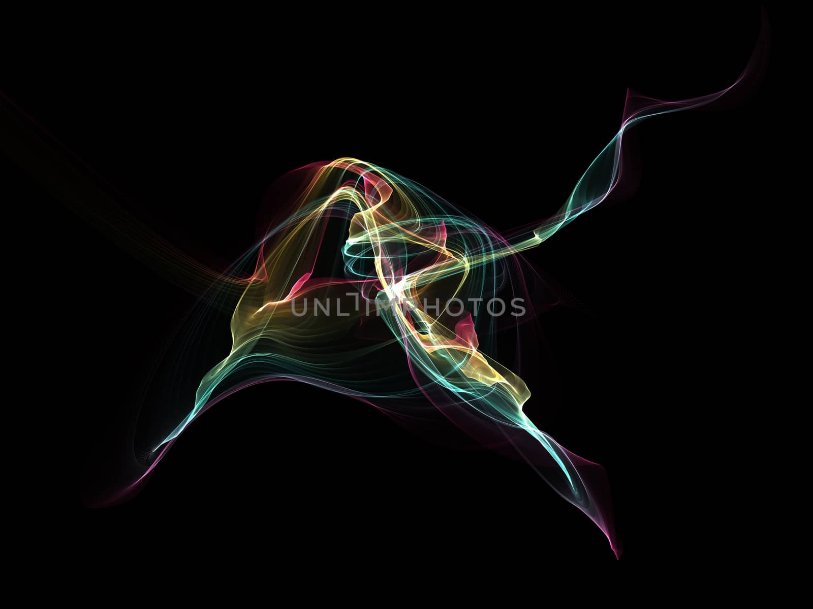 Dark abstract background with a glowing abstract waves, abstract background