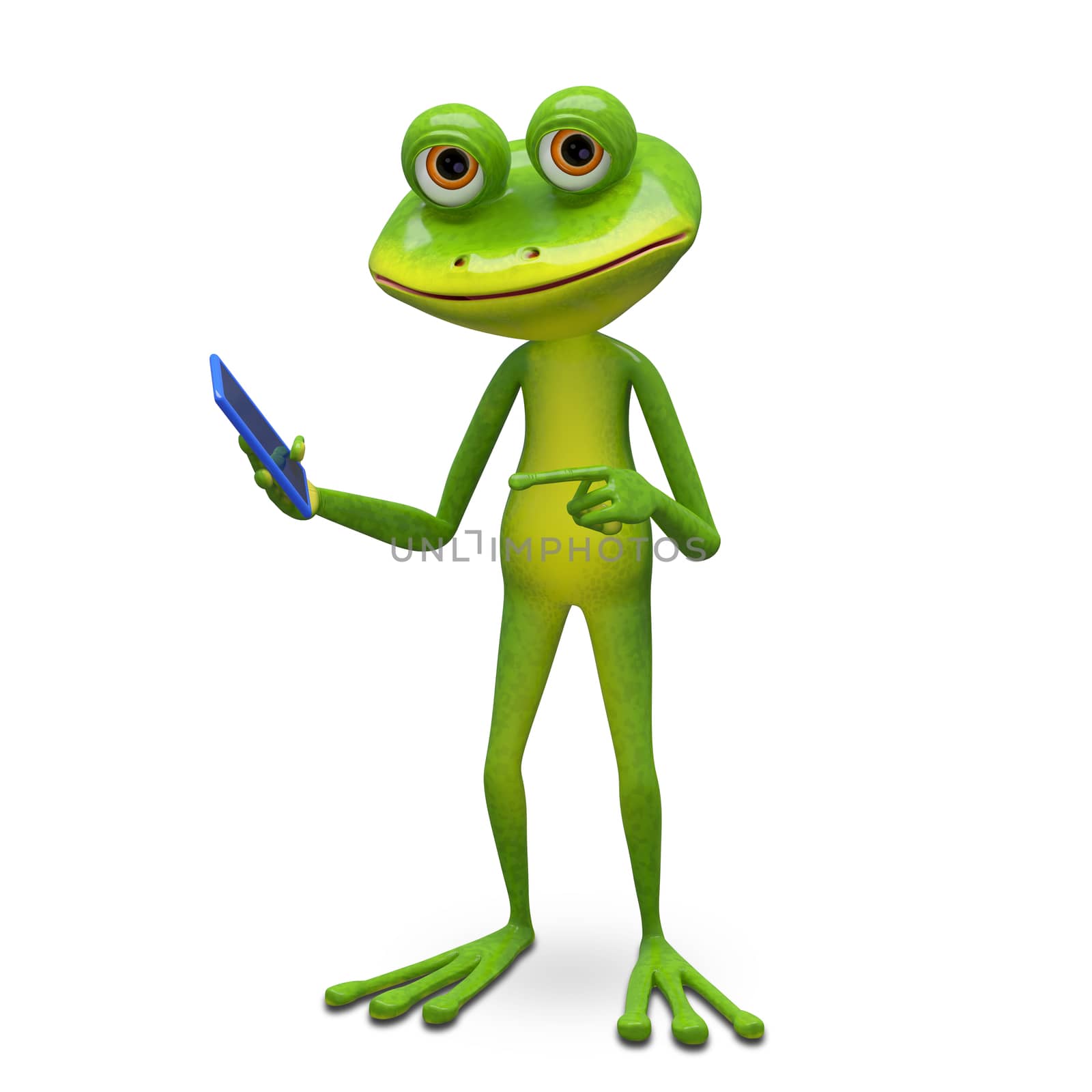 3d Illustration Frog and Smartphone by brux