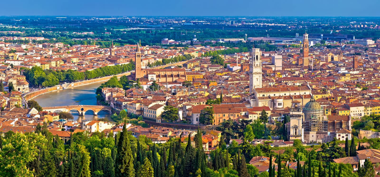 City of Verona old center and Adige river aerial panoramic view by xbrchx