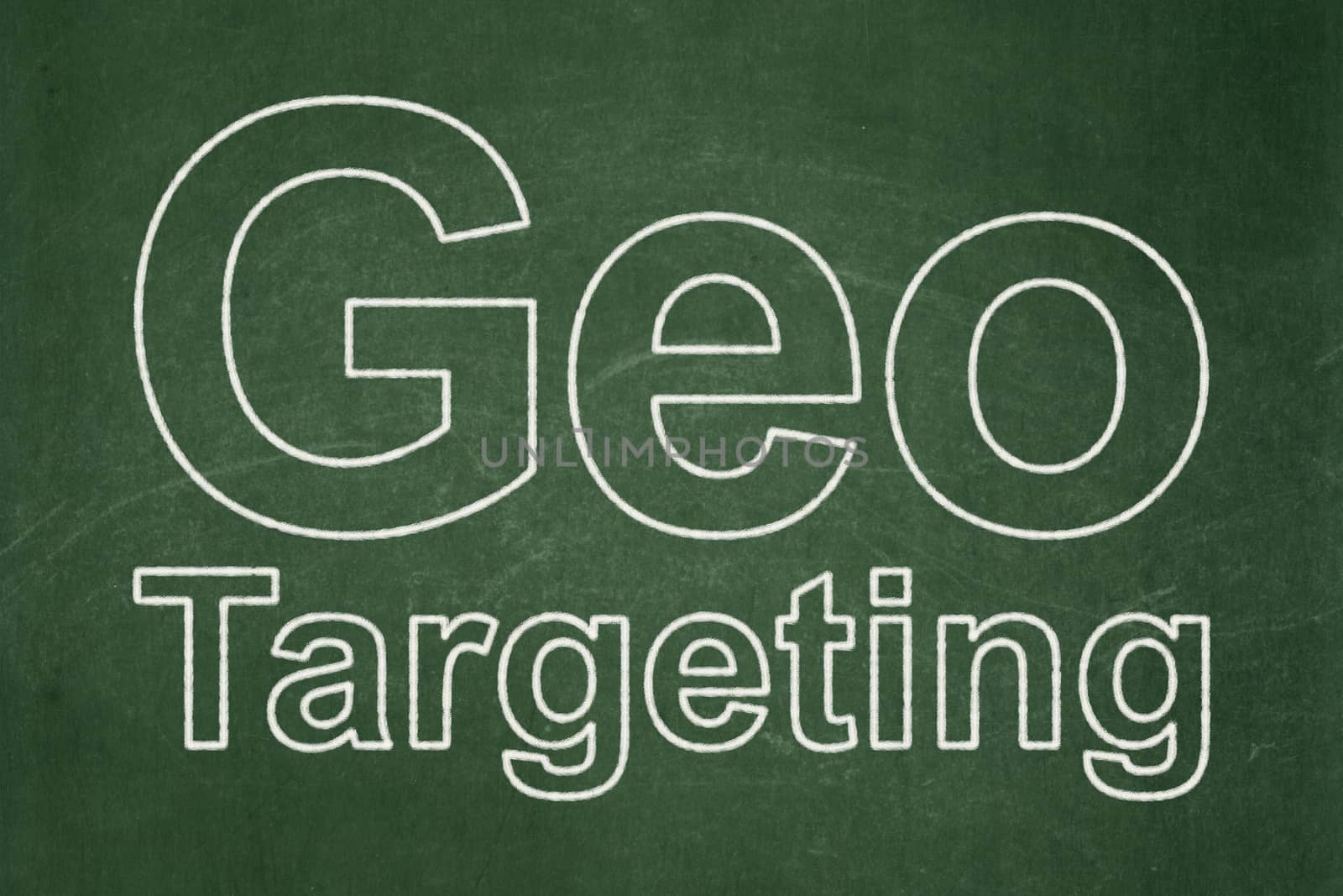 Business concept: Geo Targeting on chalkboard background by maxkabakov