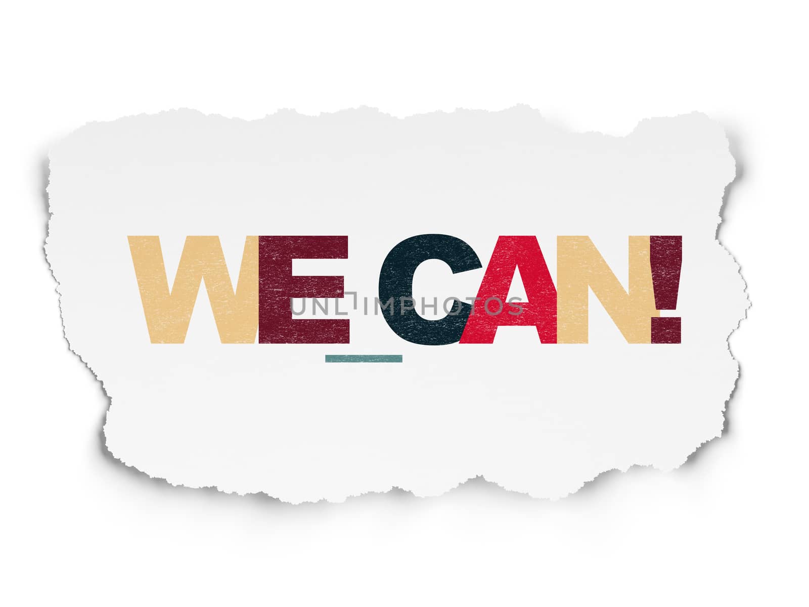 Finance concept: Painted multicolor text We can! on Torn Paper background