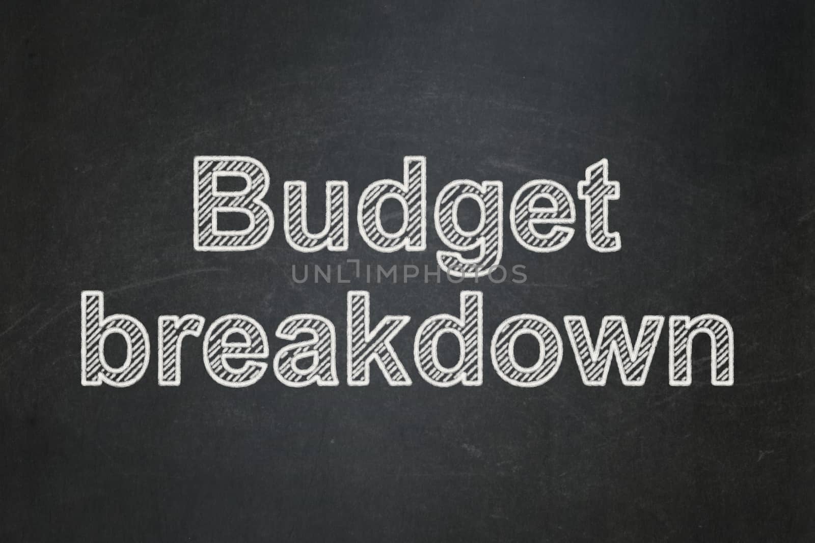 Finance concept: text Budget Breakdown on Black chalkboard background