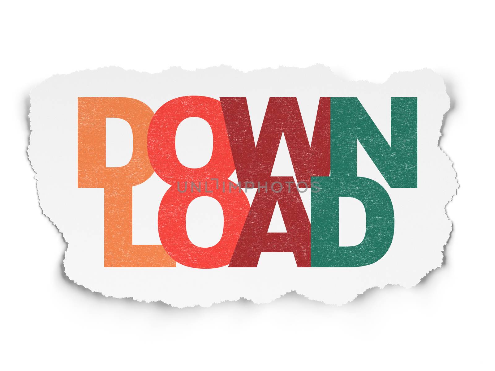 Web development concept: Painted multicolor text Download on Torn Paper background