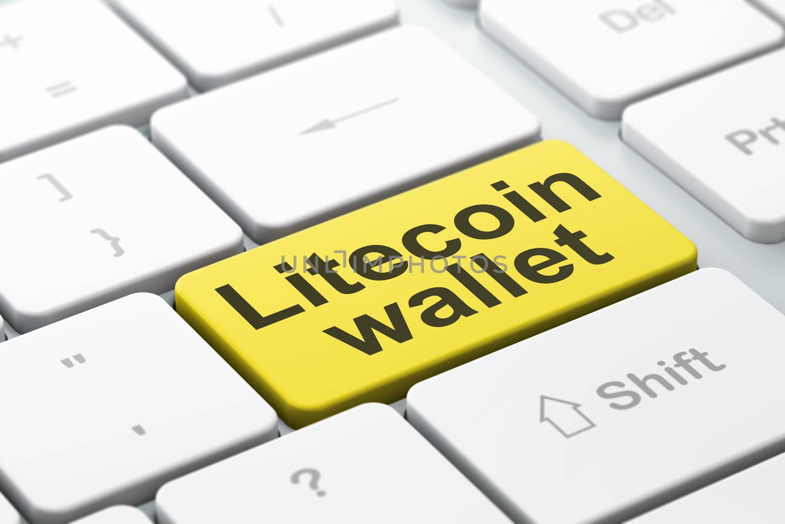 Blockchain concept: Litecoin Wallet on computer keyboard background by maxkabakov
