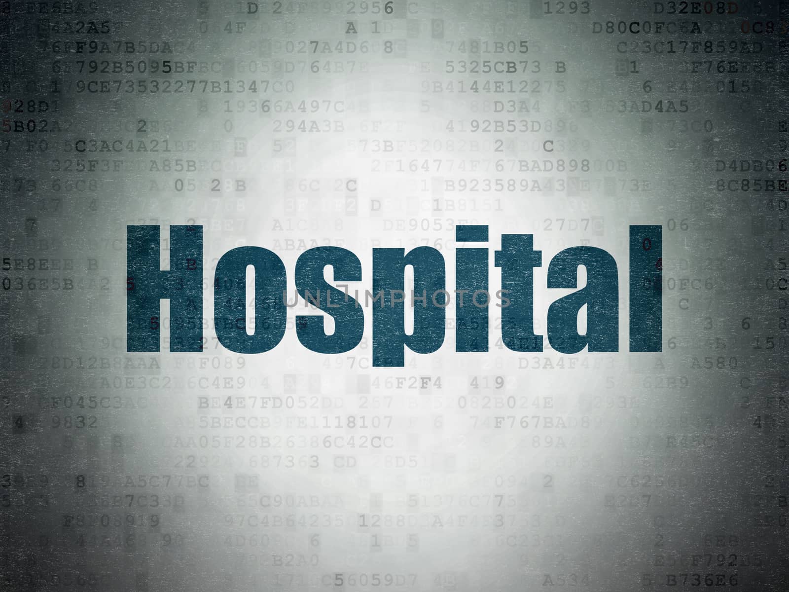 Healthcare concept: Painted blue word Hospital on Digital Data Paper background