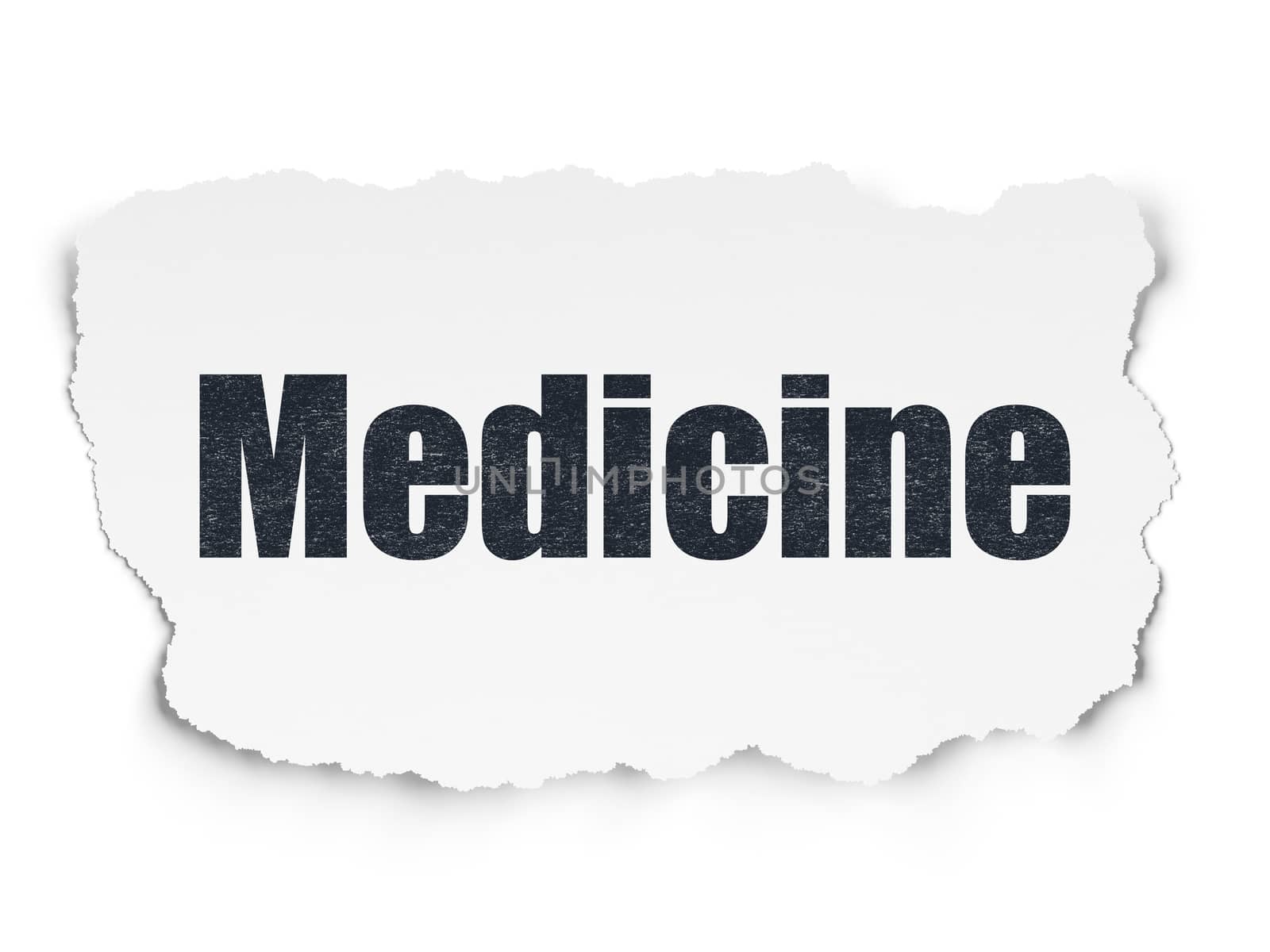 Medicine concept: Painted black text Medicine on Torn Paper background with  Tag Cloud
