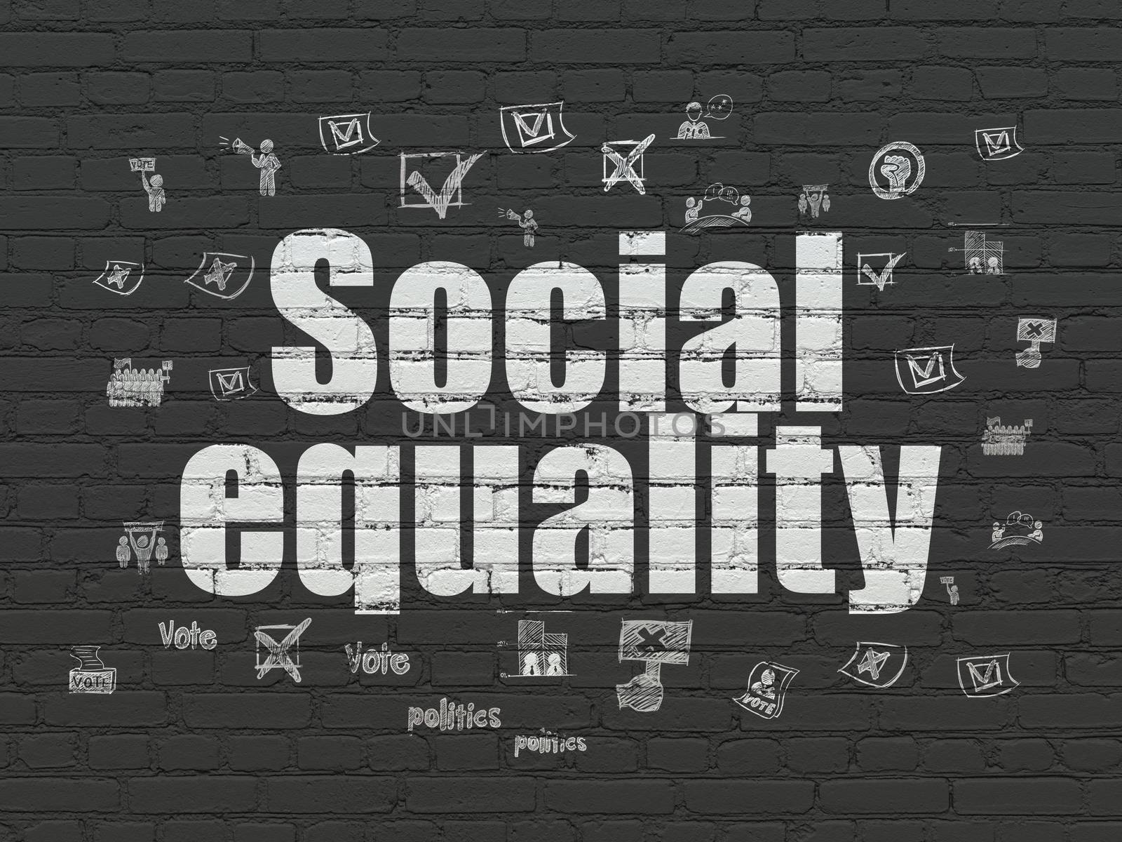 Politics concept: Social Equality on wall background by maxkabakov