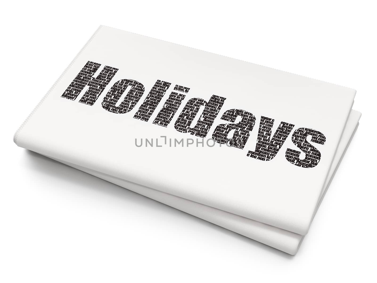 Entertainment, concept: Pixelated black text Holidays on Blank Newspaper background, 3D rendering