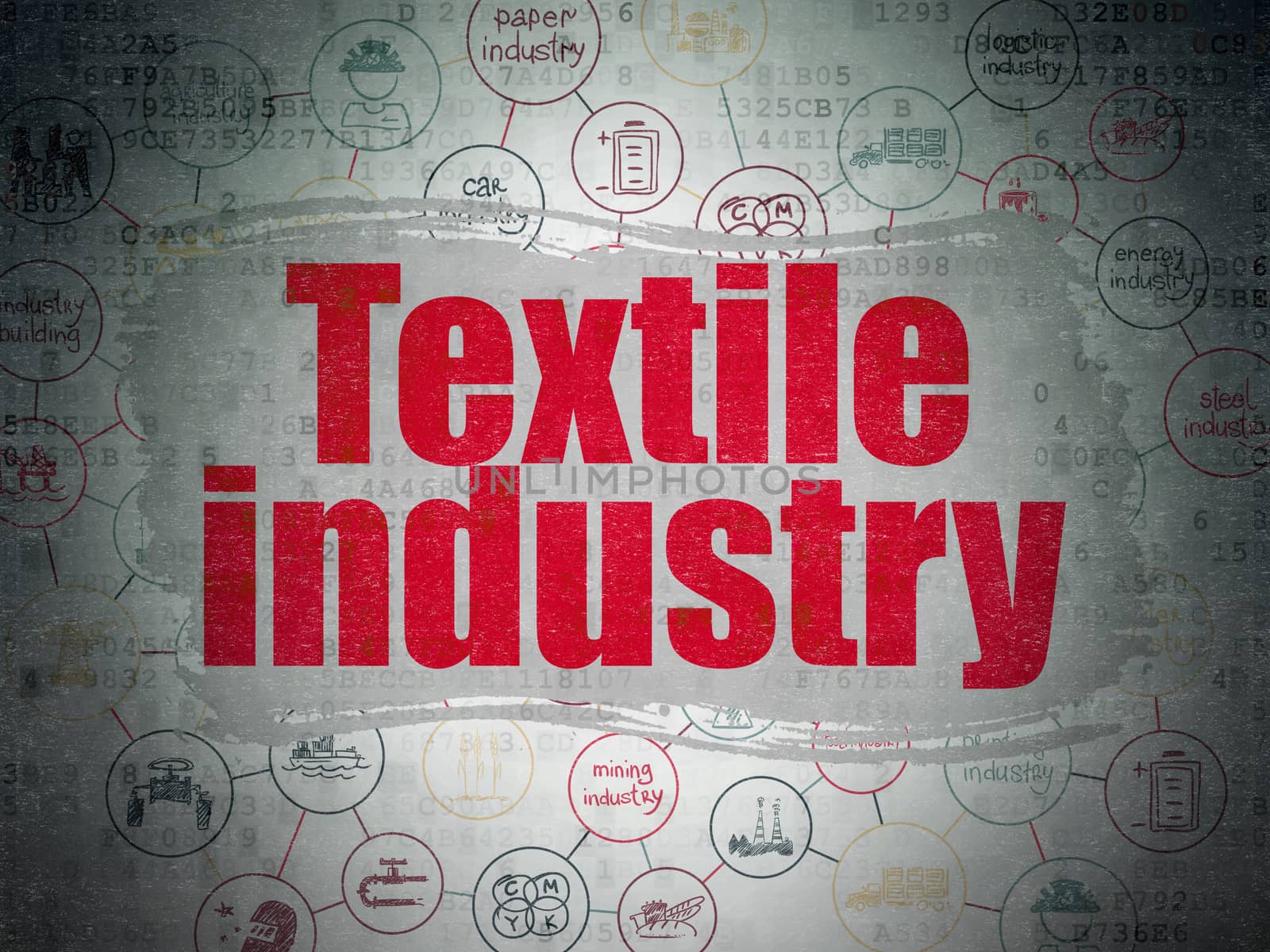 Manufacuring concept: Textile Industry on Digital Data Paper background by maxkabakov