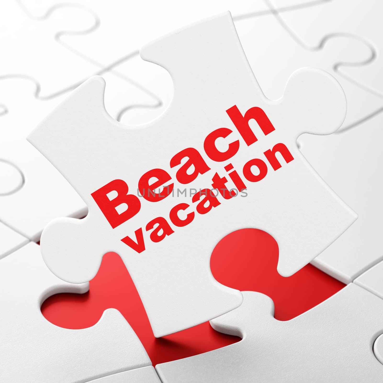 Vacation concept: Beach Vacation on puzzle background by maxkabakov