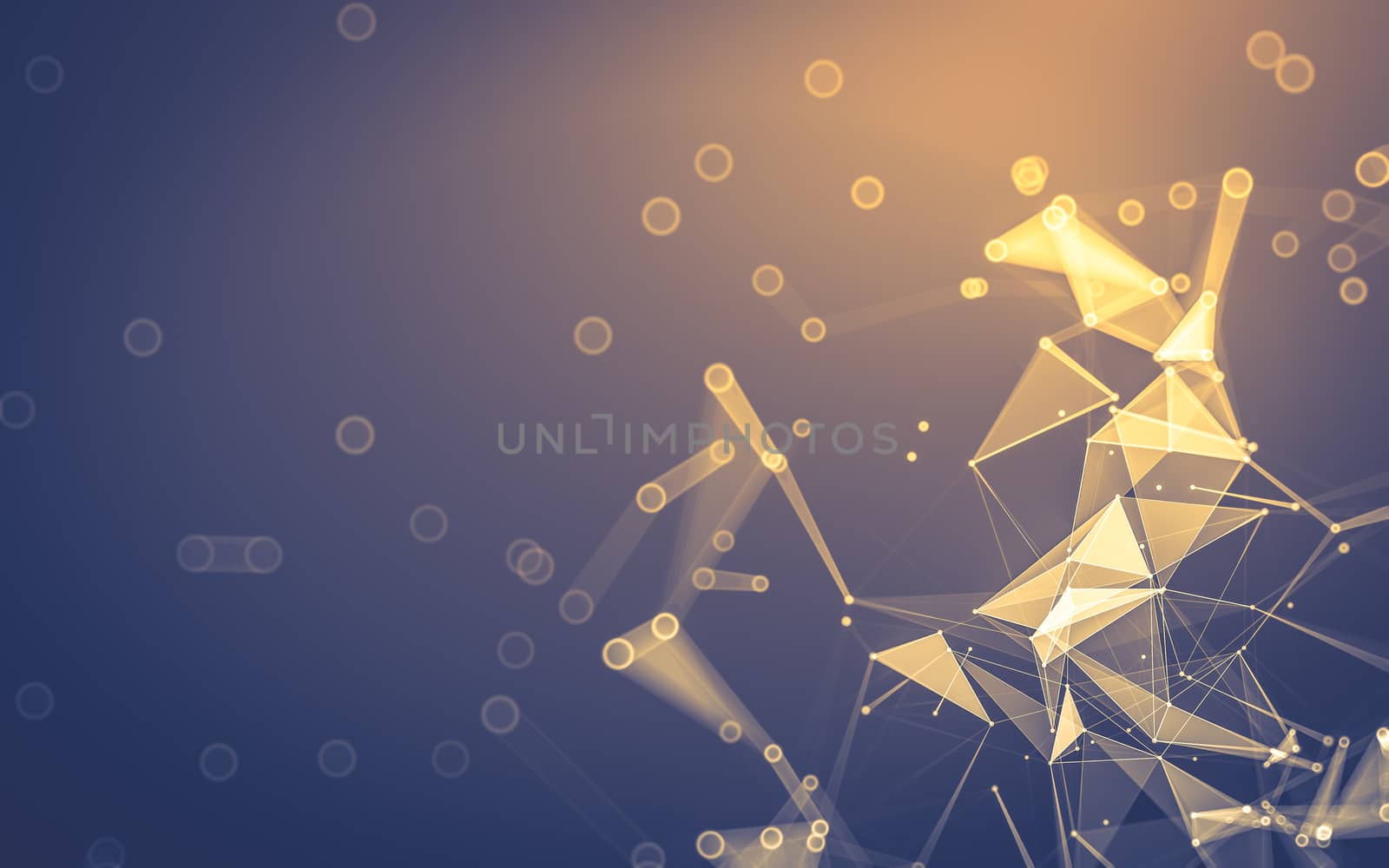 Abstract polygonal space low poly dark background, 3d rendering by teerawit