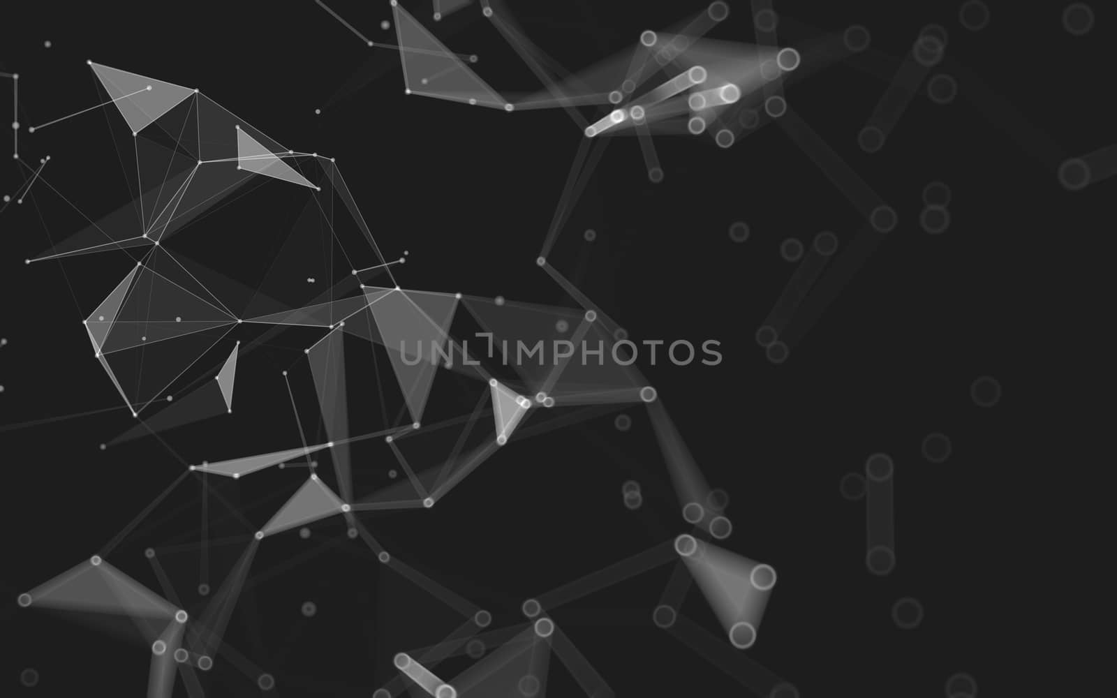 Abstract polygonal space low poly dark background, 3d rendering by teerawit