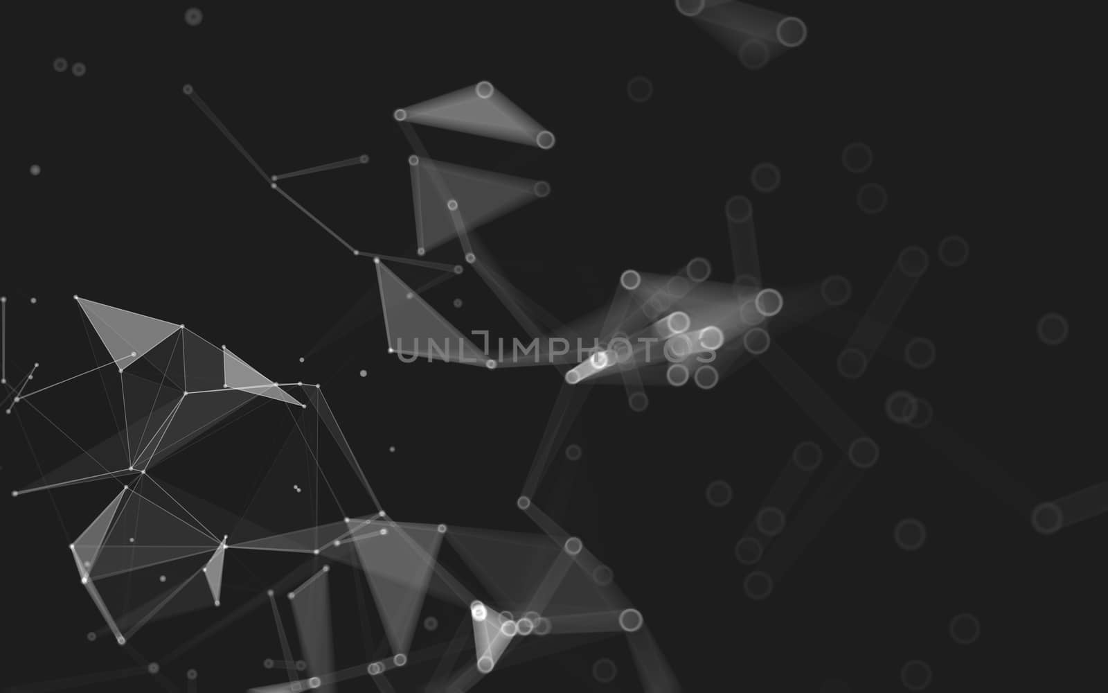 Abstract polygonal space low poly dark background with connecting dots and lines. Connection structure. 3d rendering