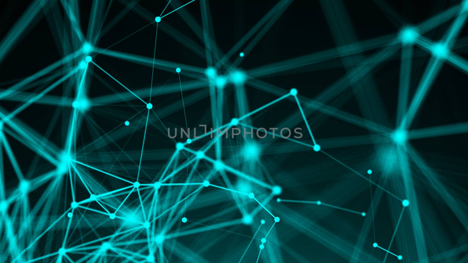 Abstract connection dots. Technology background. Digital drawing blue theme. Network concept 3d rendered