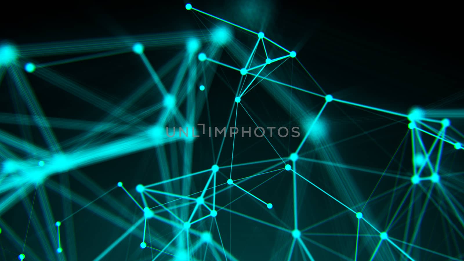 Abstract connection dots. Technology background. Digital drawing blue theme. Network concept 3d rendered