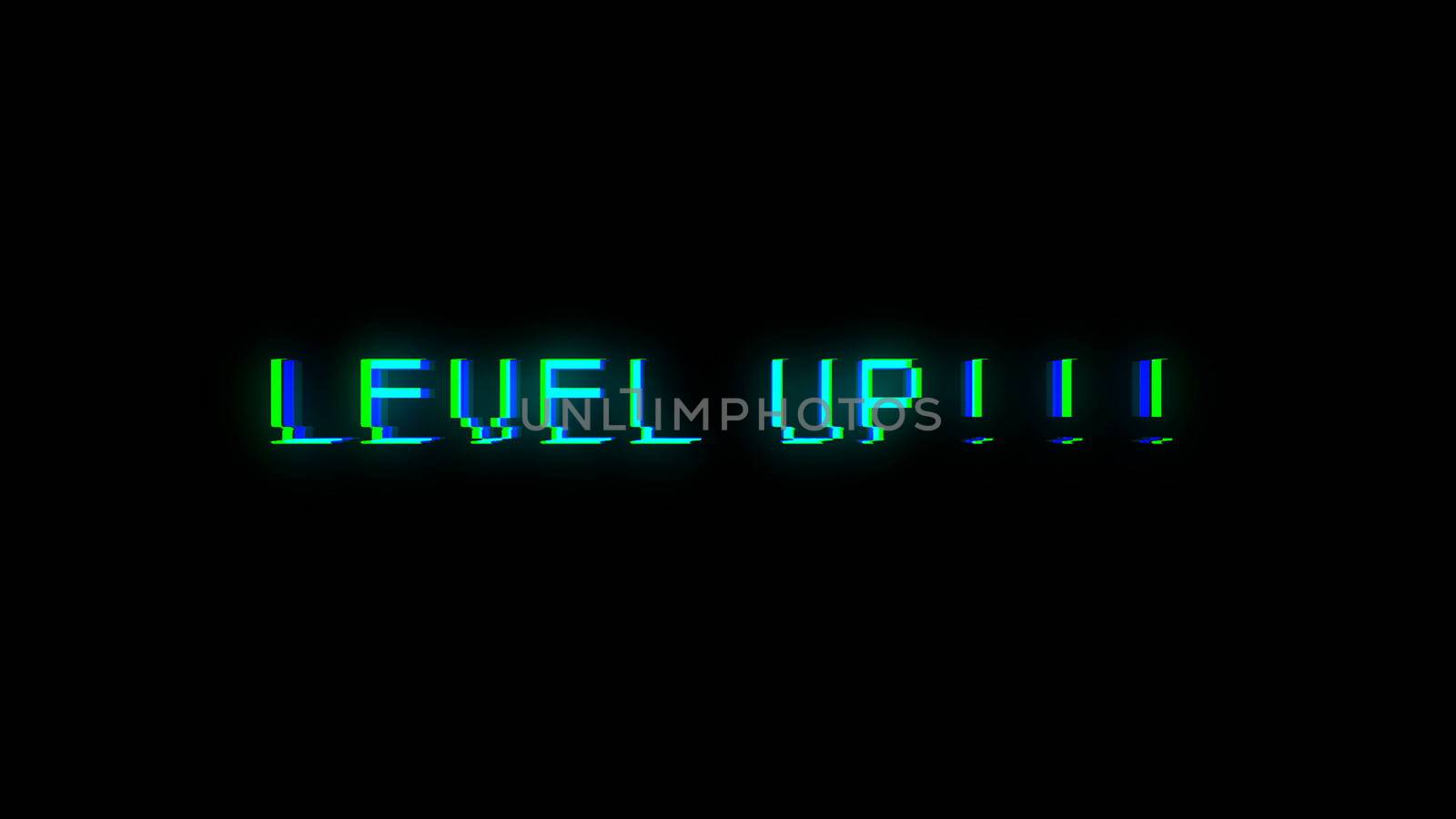 Level UP text with bad signal. Glitch effect by nolimit046