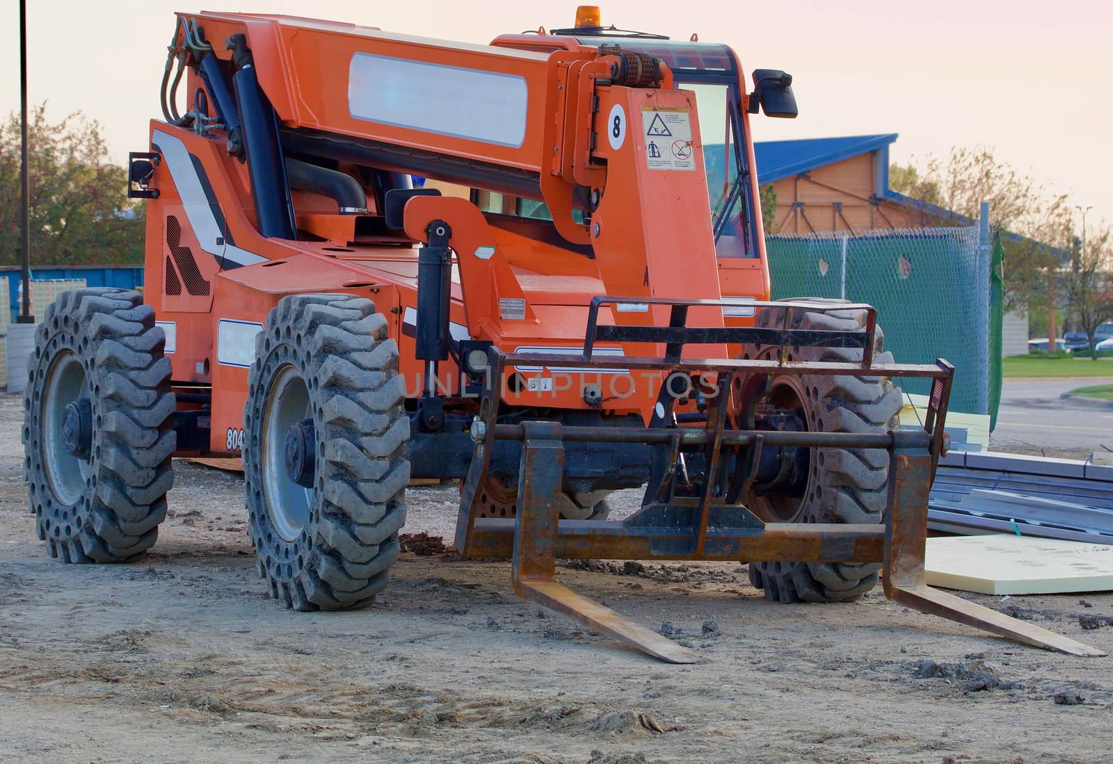 Orange fork lift