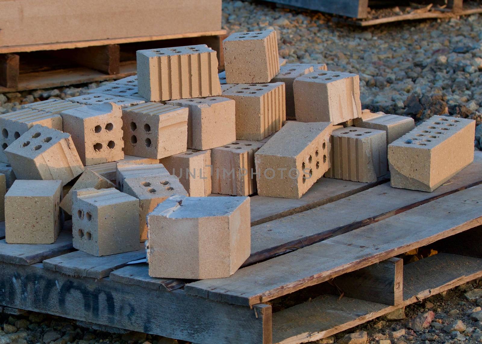 Tan bricks on a pallet