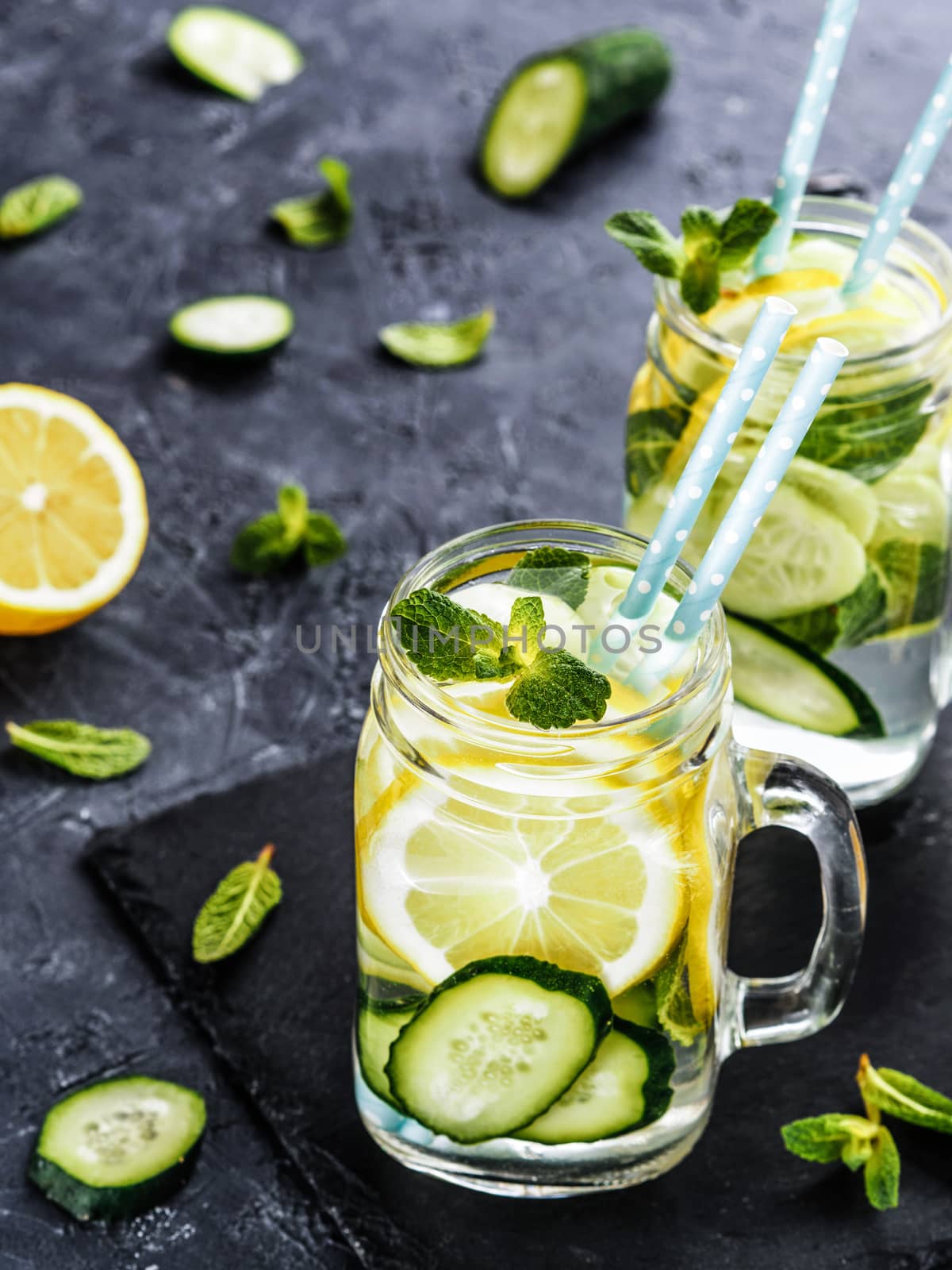 detox water with cucumber, lemon and mint by fascinadora