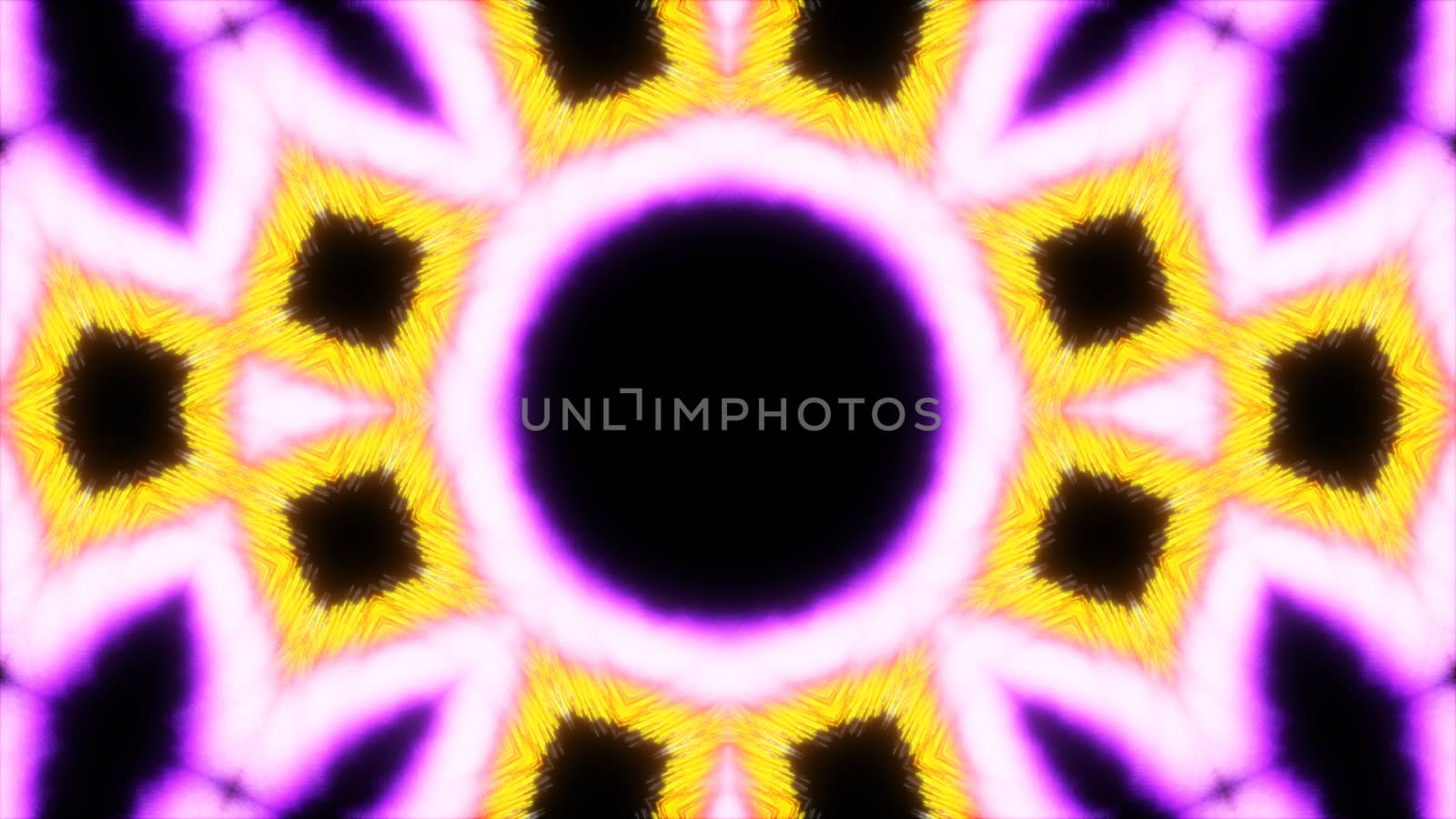 Glow kaleidoscope abstract background. Technology 3d render