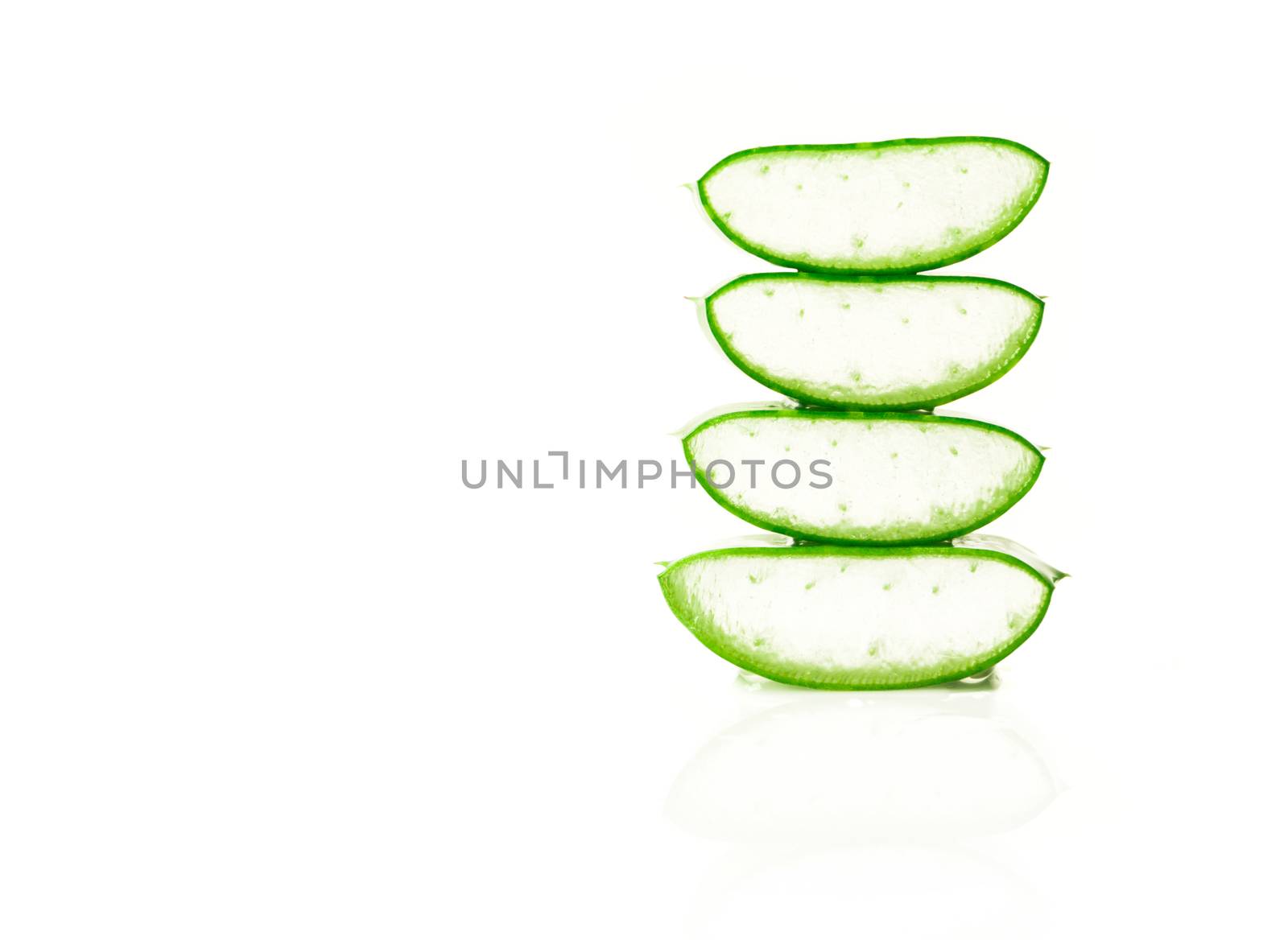 Aloe vera leaves with sliced on white background for beauty and healthy product concept
