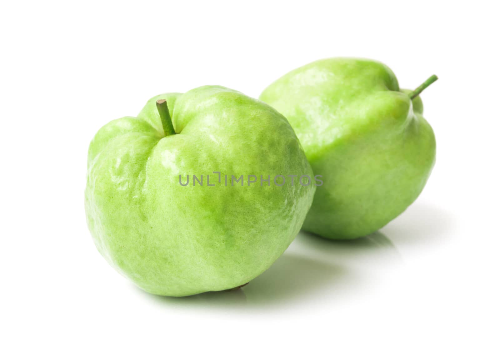 Green guava fruit on white background, Topical fruit for healhty concept
