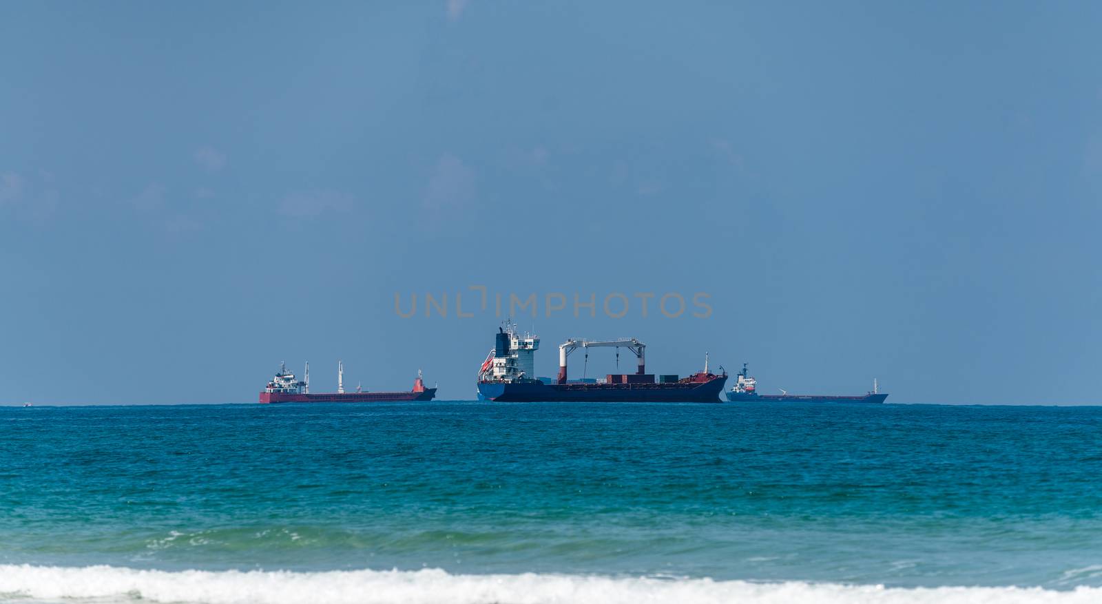 marine industrial landscape, cargo ships in the sea