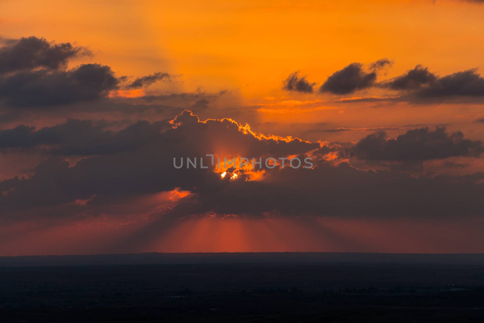 countryside, color sky at sunset in the desert