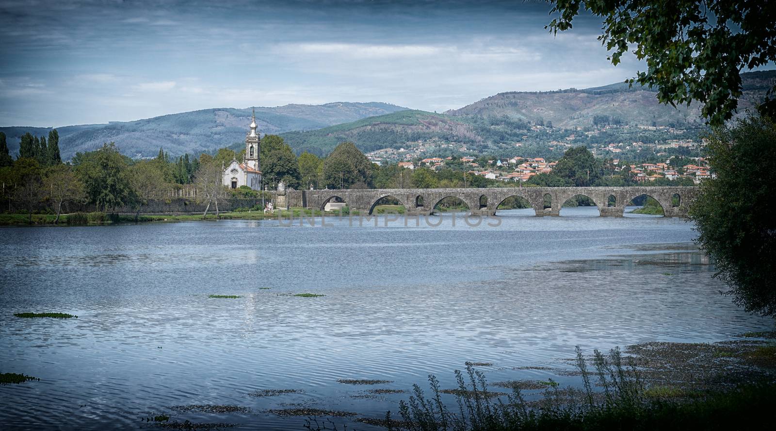 Roman bridge crossing the Rio Lima in Ponte de Lima, Camino de Santiago, Portugal