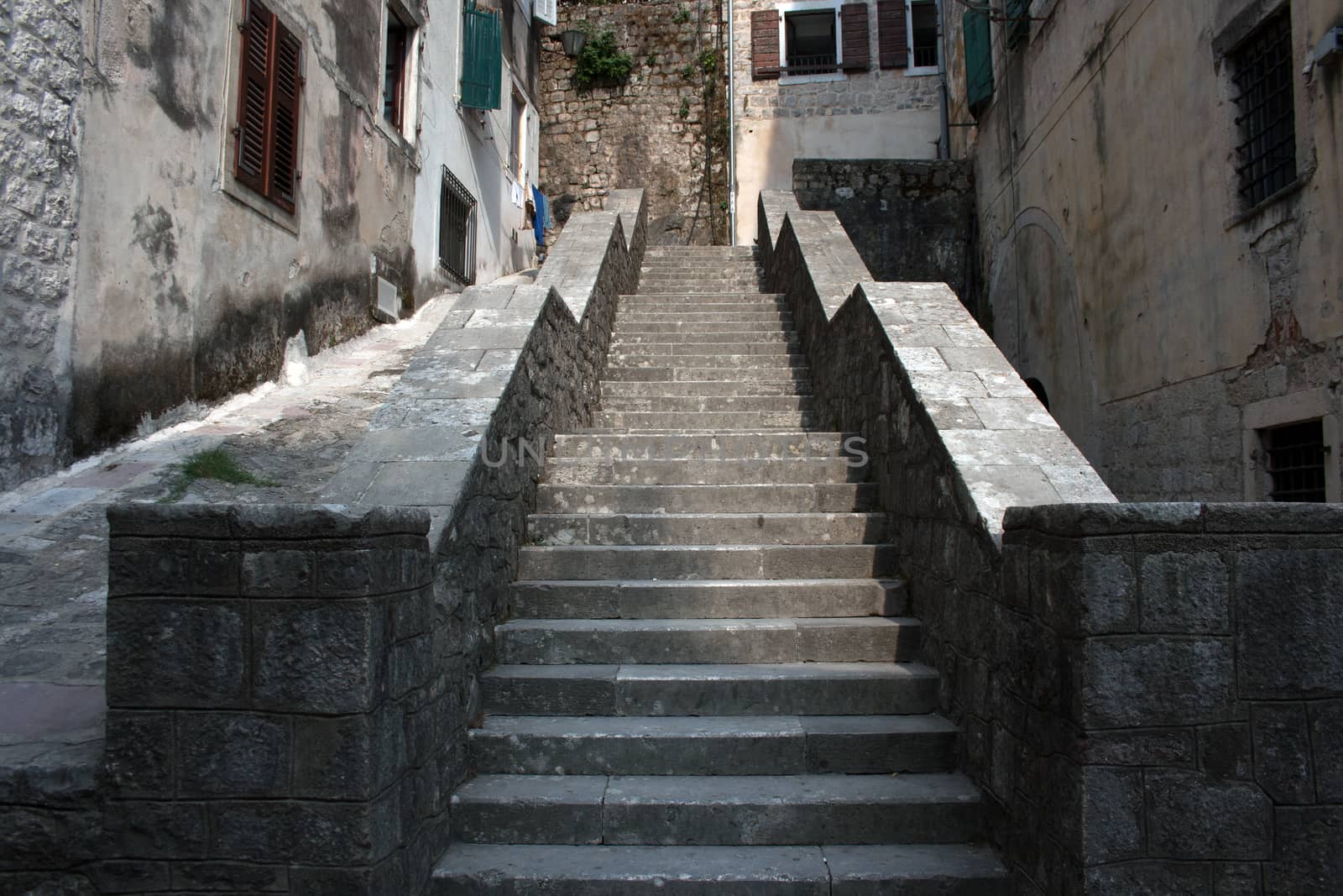 A general view of a stairin the city center of Kotor Montenegro