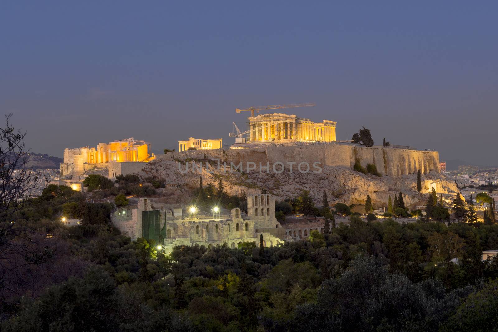 side view of acropolis at dusk by vangelis