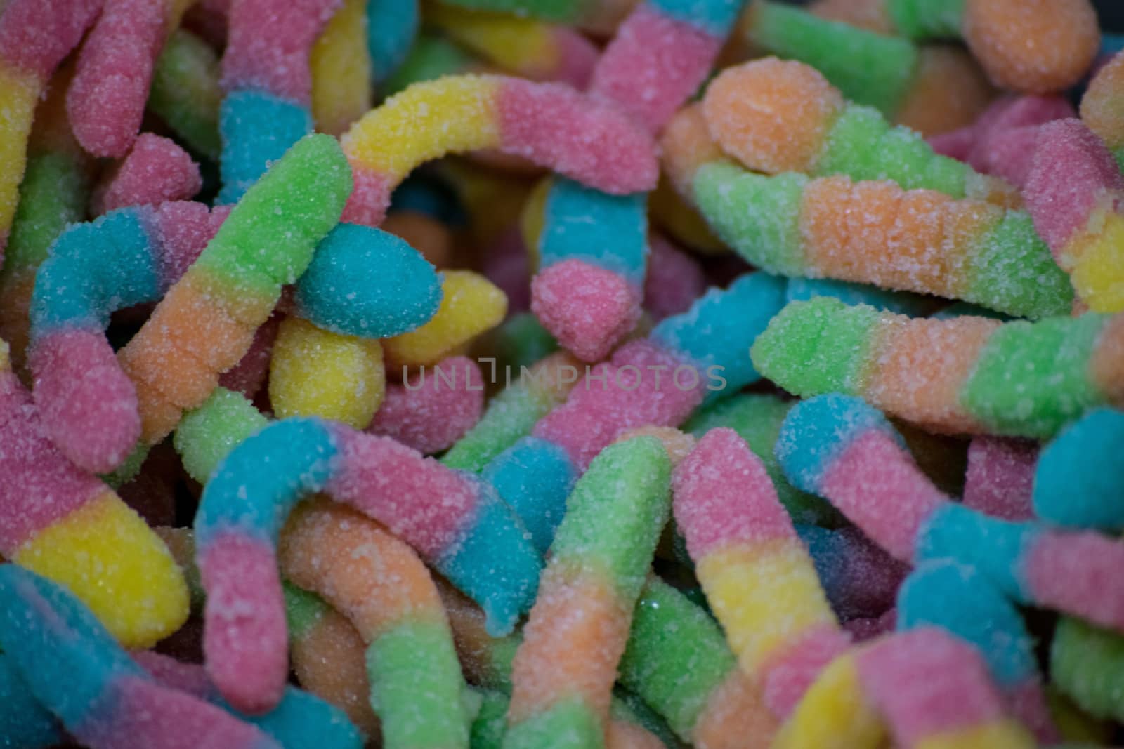 Group of colored candies background in a pastry shop