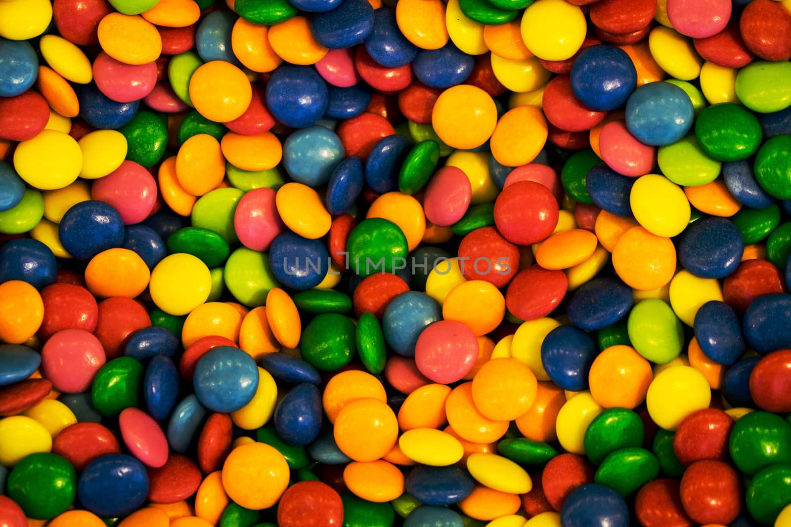 Group of colored candies background in a pastry shop