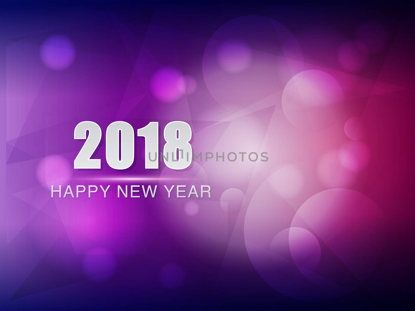 happy new year 2018, violet purple greeting card, holiday seasonal concept