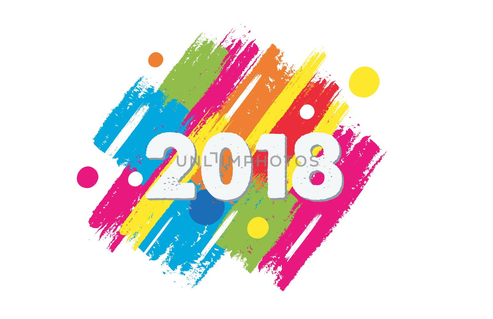 happy new year 2018 in colorful drawn banner, holiday concept