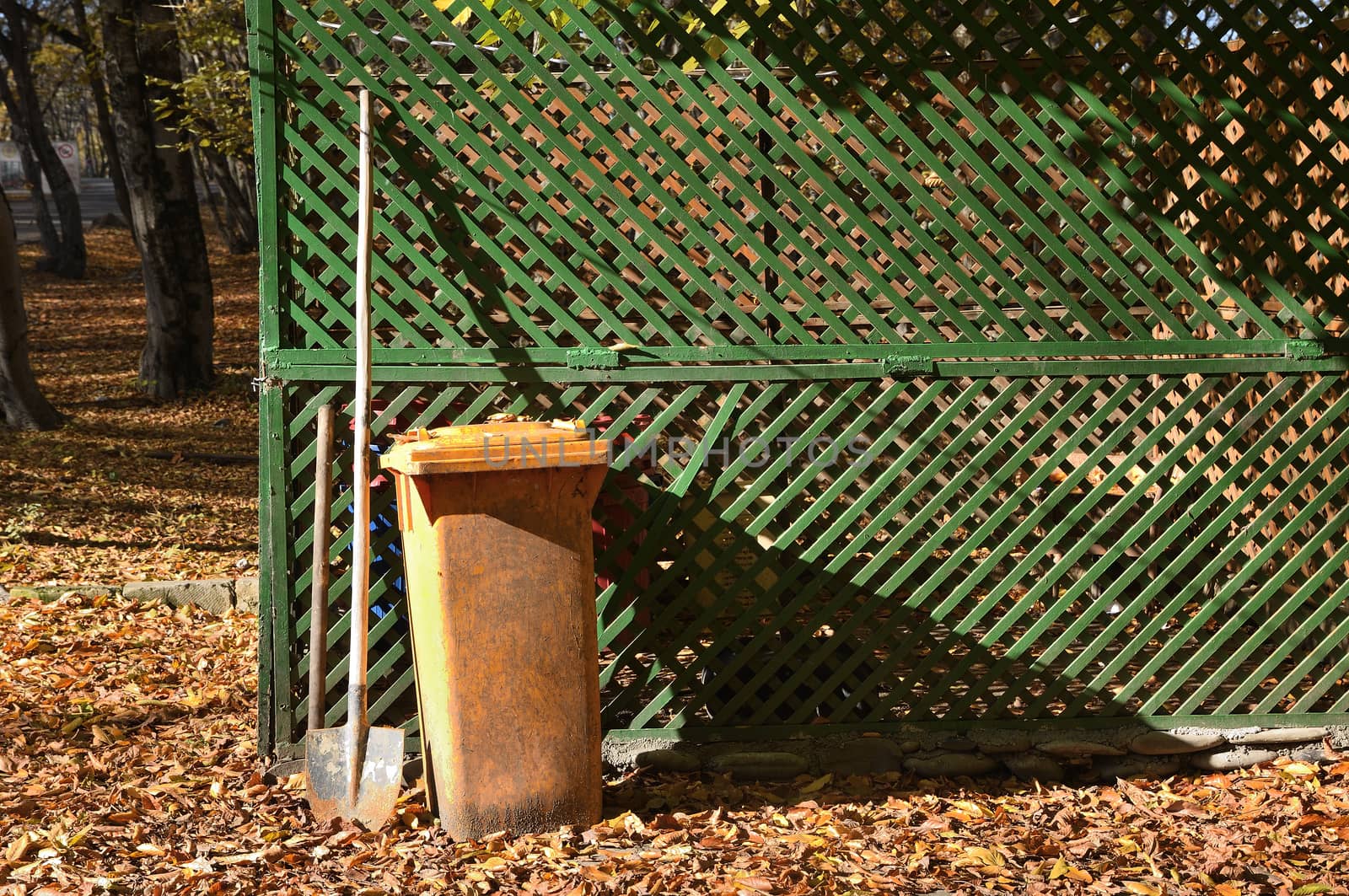 Cleaning the territory in the park of the city