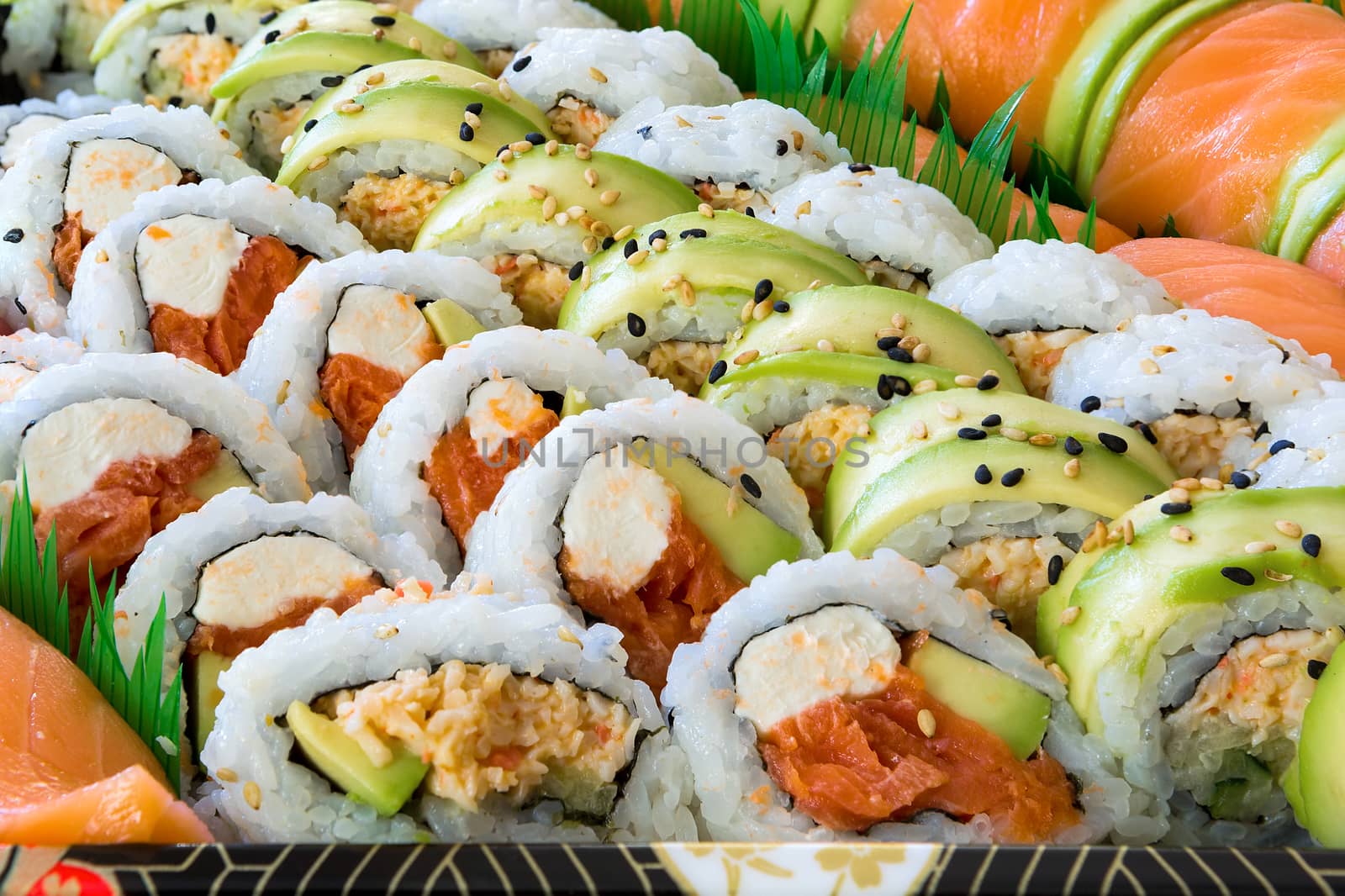 Sushi Roll Platter Closeup by Davidgn