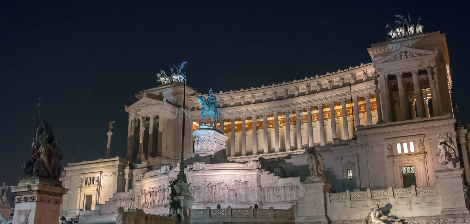 night external view of the famous Vittoriano, Altare della Patria (Altar of the Fatherland) in Rome