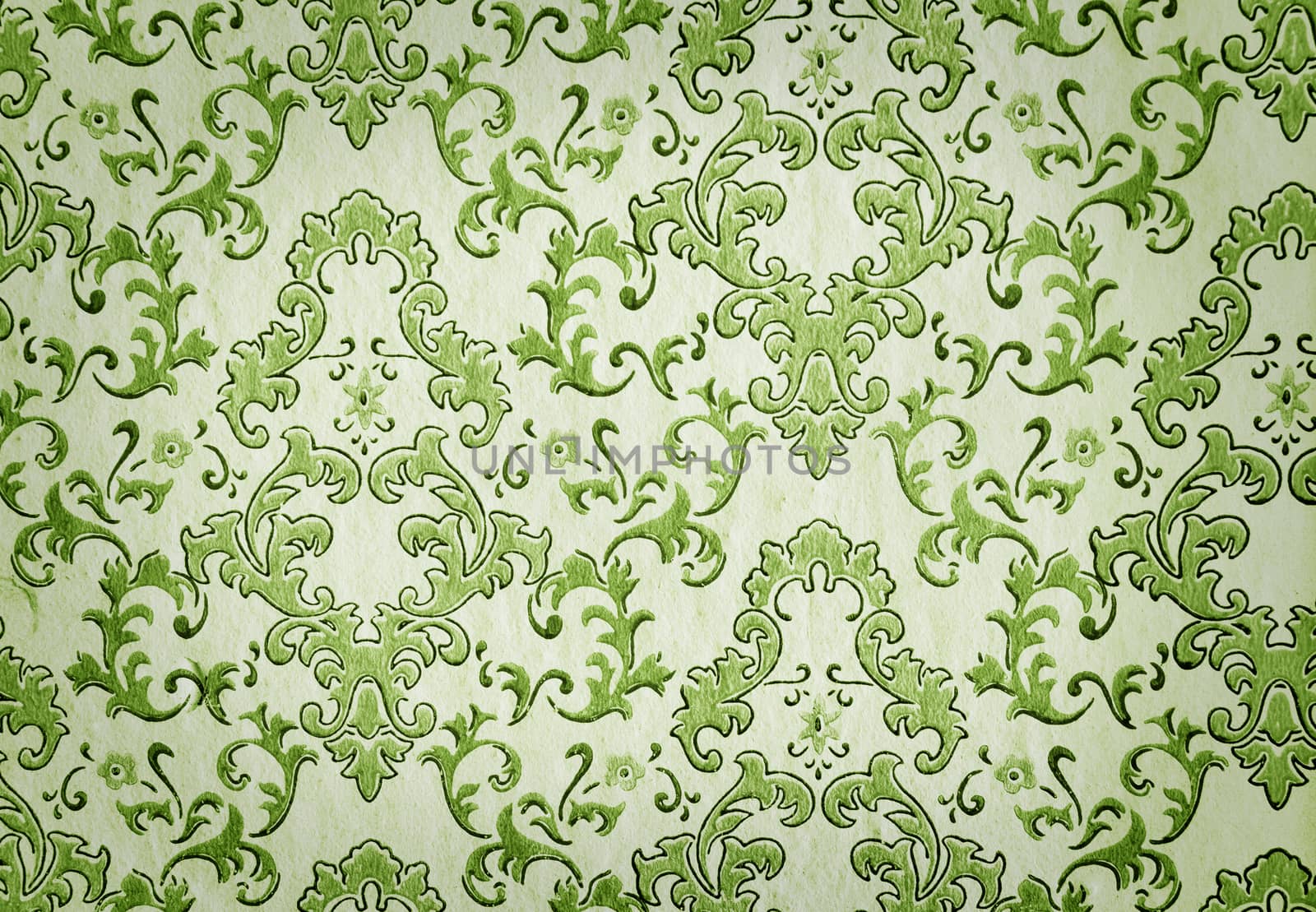 Old green wallpaper for texture or background
