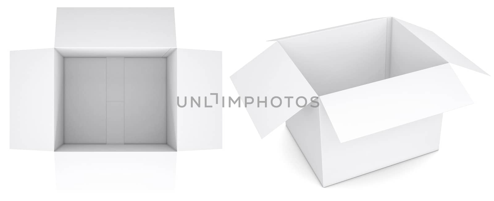 Cardboard boxes, isolated on white background. 3d illustration