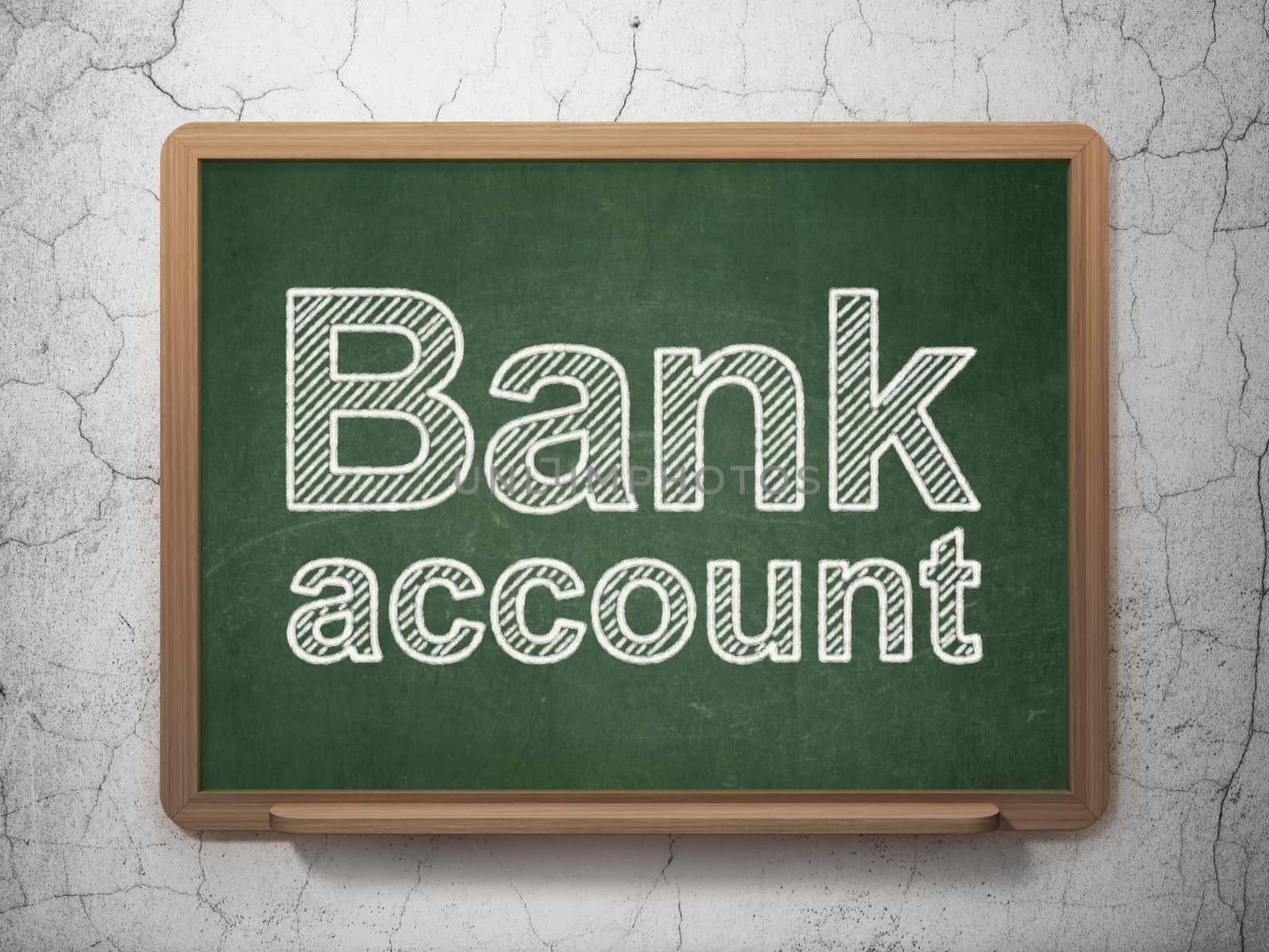 Money concept: text Bank Account on Green chalkboard on grunge wall background, 3D rendering