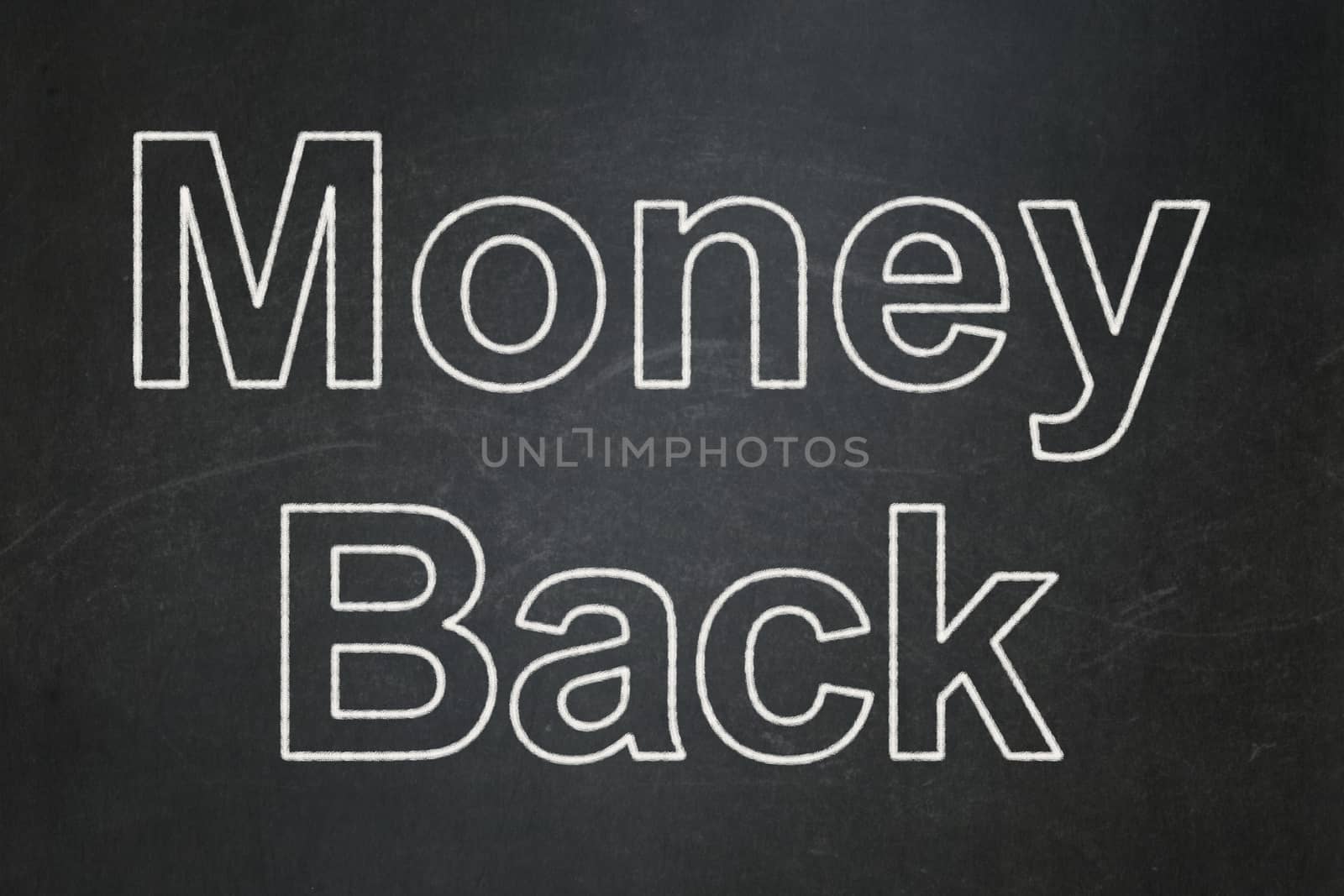 Business concept: Money Back on chalkboard background by maxkabakov