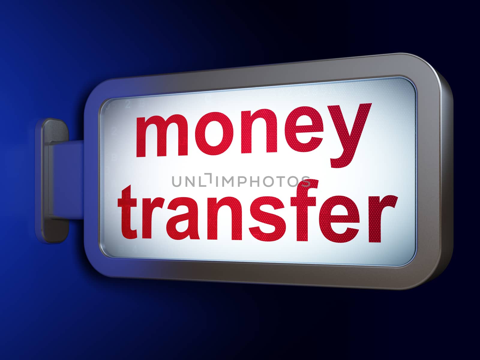 Finance concept: Money Transfer on advertising billboard background, 3D rendering