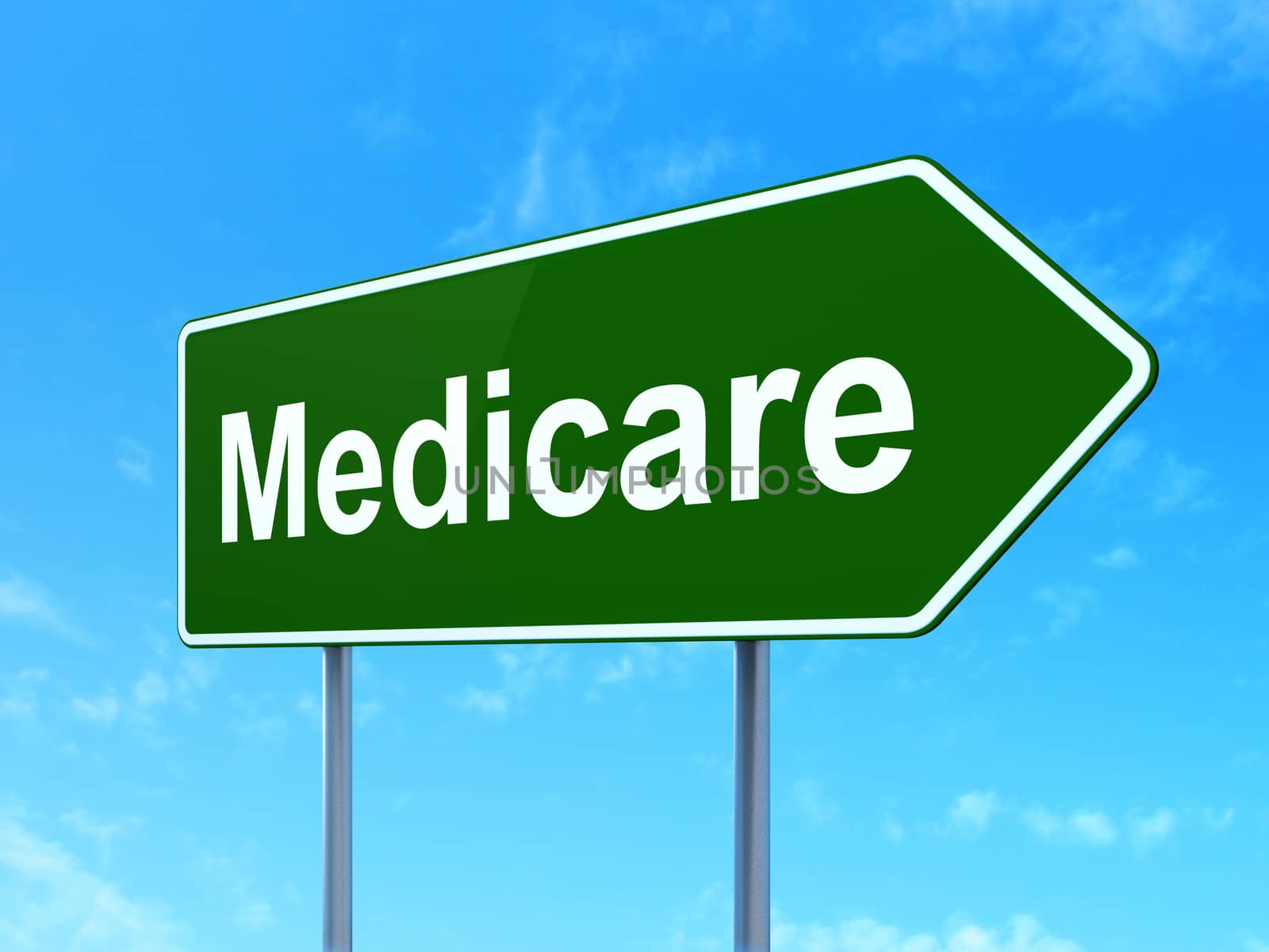 Health concept: Medicare on road sign background by maxkabakov