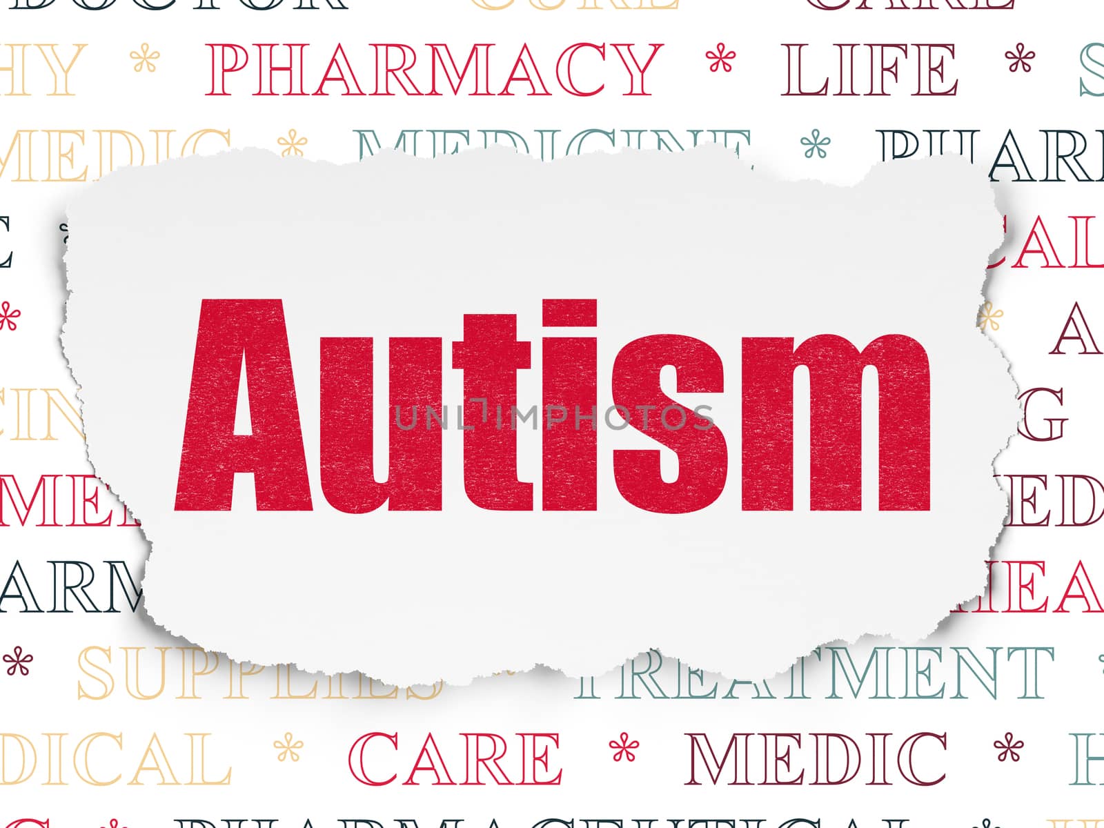 Medicine concept: Autism on Torn Paper background by maxkabakov